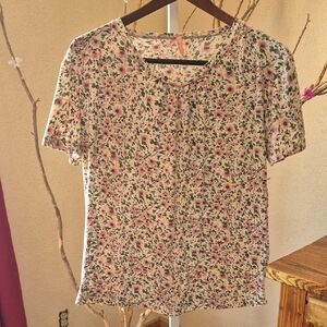 Womens Floral Short Sleeve Blouse